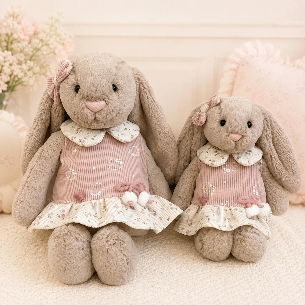 Bashful Bunny cute clothes outfits - Pink Rose Floral Dress with Bow[FX-44-14IN]
